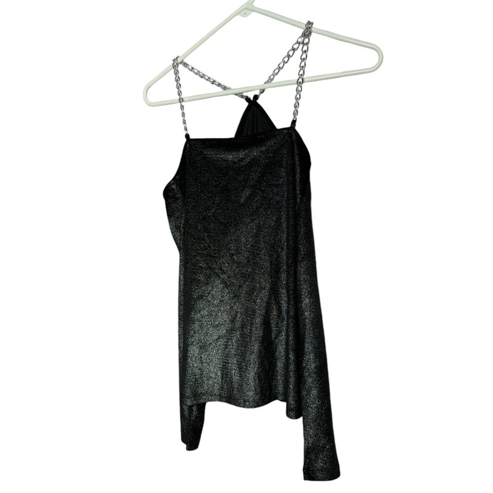 Michael Kors Women's Metallic Velvet Chain Cold Shoulder Top Gray, US Small - Picture 6 of 6